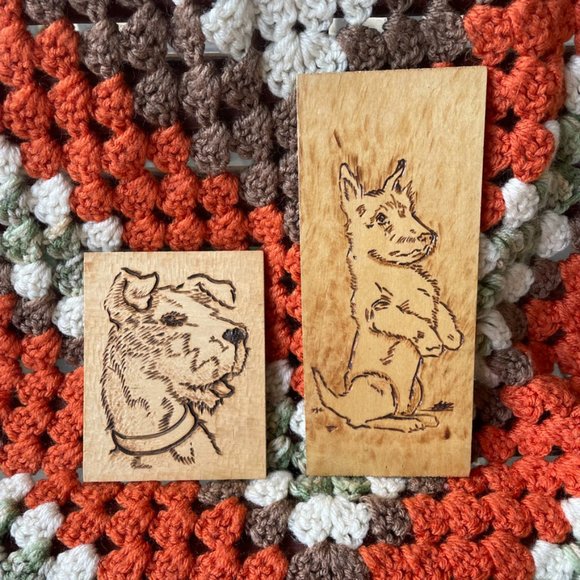 Other - MCM rustic wood burn art, Terriers, man's best friend.